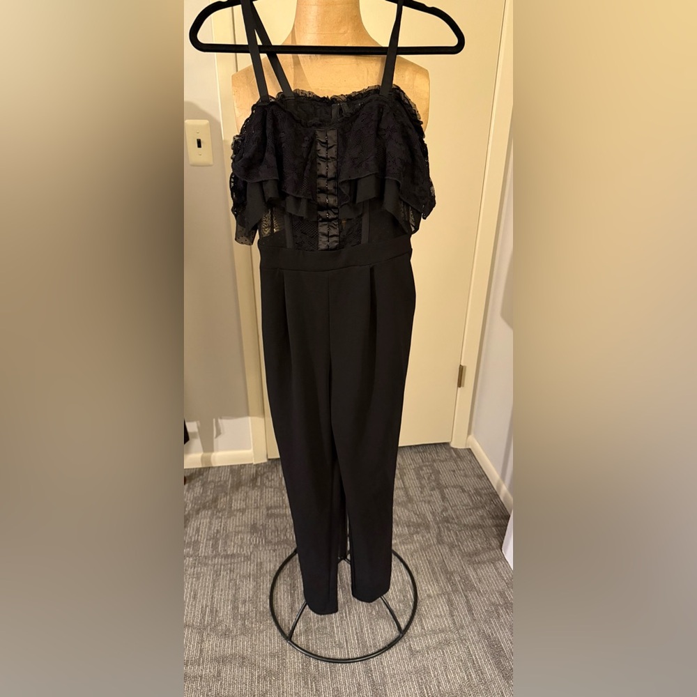 Express Black Lace Detail Jumpsuit